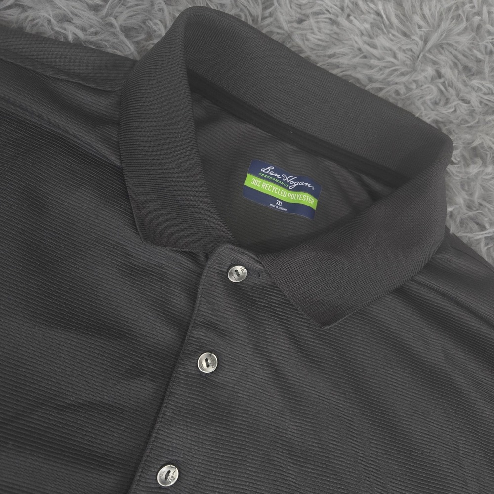 Ben Hogan Performance Mens 3XL XXXL Gray Ribbed Short Sleeve‎ Stretch Golf Polo